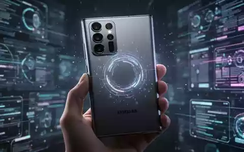 Ein futuristisches Smartphone, wahrscheinlich ein Samsung Galaxy S26 Ultra, mit einer großen Kamera und KI-Lichteffekten. - Foto: über boerse-global.de