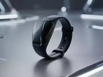 Ein minimalistischer, grauer Fitness-Tracker ohne Display liegt auf einer glatten, hellen Oberfläche. Er wirkt modern und unauffällig. - Foto: über boerse-global.de