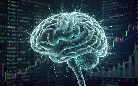 A glowing digital brain with neural pathways over a background of abstract code and financial charts, symbolizing AI and financial shifts. - Foto: über boerse-global.de