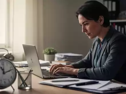 Eine konzentrierte Person sitzt an einem Schreibtisch und arbeitet an einem Laptop, umgeben von einer aufgeräumten, ruhigen Umgebung. - Foto: über boerse-global.de