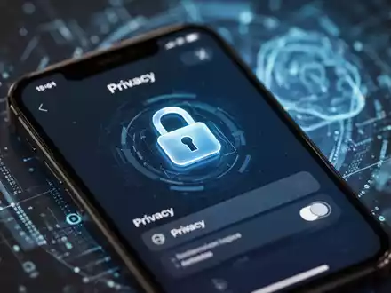 A close-up of an iPhone screen showing a lock icon and privacy settings, symbolizing digital security and data protection. - Foto: über boerse-global.de