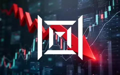 Eine stilisierte Darstellung eines Finanzcrashs mit einem roten Abwärtspfeil vor einem unscharfen technologischen Hintergrund. - Foto: über boerse-global.de