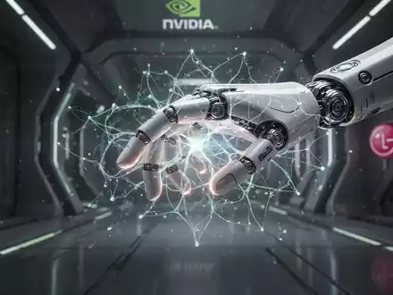 A sophisticated humanoid robot hand interacts with a glowing neural network, symbolizing AI and robotics collaboration. - Foto: über boerse-global.de