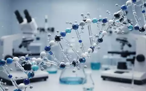 Abstrakte Darstellung von DNA-Strängen, die sich mit pharmazeutischen Molekülen verflechten, im Hintergrund verschwommene medizinische Geräte. - Foto: über boerse-global.de