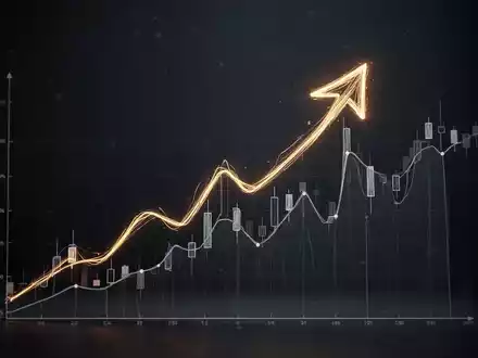 Eine mit Licht gezeichnete Aufwärtsbewegung über einem Börsenchart, der einen starken Kursanstieg zeigt. - Foto: über boerse-global.de