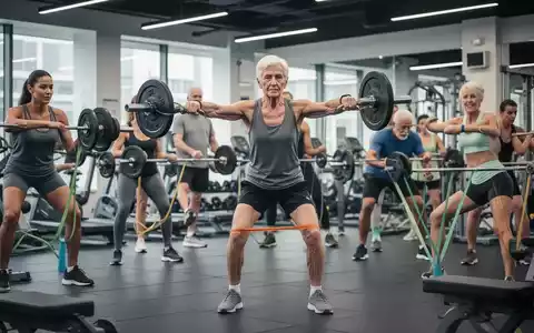 Menschen unterschiedlichen Alters beim Krafttraining mit Gewichten und Widerstandsbändern in einem modernen Fitnessstudio. - Foto: über boerse-global.de