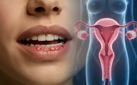Nahaufnahme eines Mundes mit Anzeichen von Zahnfleischentzündungen, verschwommen übergehend in weibliche Fortpflanzungsorgane, die den Zusammenhang symbolisieren. - Foto: über boerse-global.de