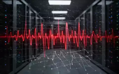 Eine stilisierte digitale Welle, die von einem dunklen Tabellenraster ausgeht, mit roten Linien, die Datenmanipulation symbolisieren. - Foto: über boerse-global.de