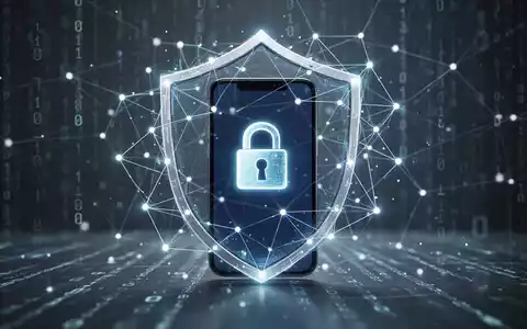 A stylized image of a smartphone with a lock icon, surrounded by glowing lines and nodes, symbolizing secure software updates and digital protection. - Foto: über boerse-global.de