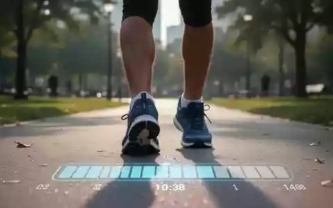 Füße in Sportschuhen gehen auf einem Weg, mit einer dezenten digitalen Anzeige von Schritten auf dem Boden. - Foto: über boerse-global.de