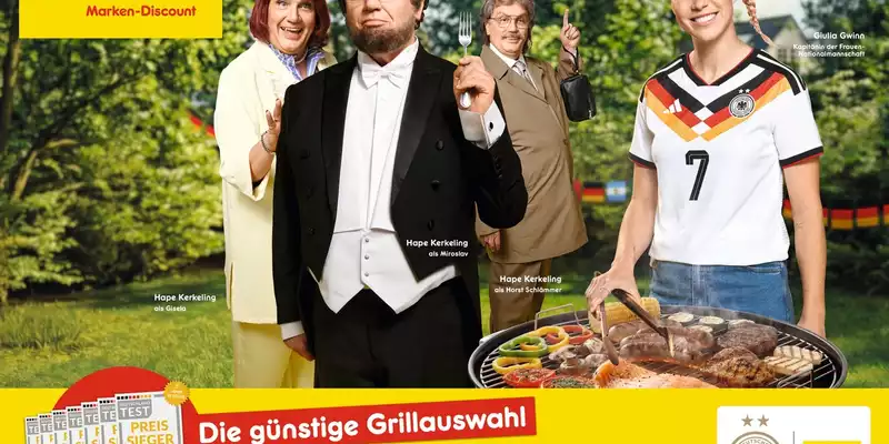 Kampagne: Giulia Gwinn und Hape Kerkeling zeigen vielfältigen Grillgenuss im Netto-Sortiment - Foto: presseportal.de