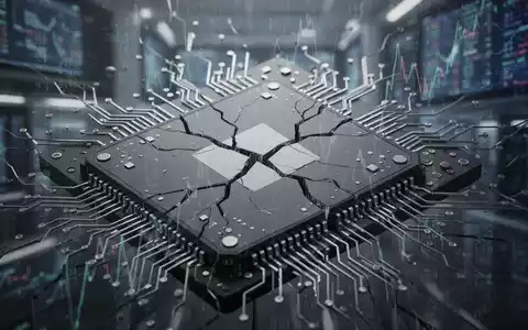 Abstrakte Darstellung eines Mikrochips mit Rissen, die eine Marktkorrektur symbolisieren, im Kontext der Technologiebranche. - Foto: über boerse-global.de