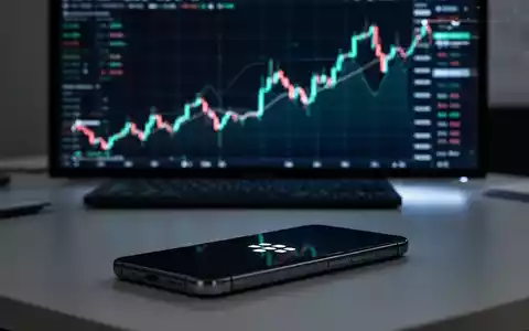 Ein stilisierter Schreibtisch mit einem leuchtenden digitalen Aktienchart auf einem Bildschirm und einem modernen Smartphone. - Foto: über boerse-global.de