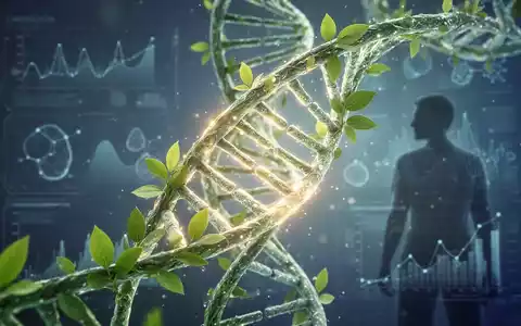 Eine stilisierte, leuchtende DNA-Doppelhelix, umrankt von grünen Blättern, symbolisiert Gesundheit und Krebsprävention. - Foto: über boerse-global.de