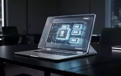 A close-up of a sleek, modern laptop with glowing 8GB RAM modules visible, representing the comeback of 8GB notebooks. - Foto: über boerse-global.de