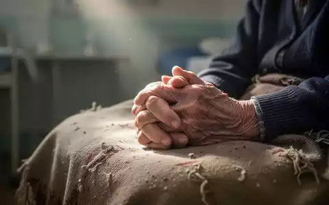 Nahaufnahme der Hände einer älteren Person, die auf einer Decke ruhen, mit einem weichgezeichneten Hintergrund, der eine Pflegeeinrichtung andeutet. - Foto: über boerse-global.de