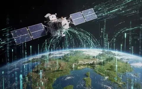 Ein Satellit umkreist die Erde, umgeben von digitalen Datenströmen, die Wachstum und technologischen Fortschritt symbolisieren. - Foto: über boerse-global.de