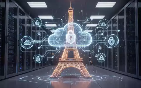 Digitaler Eiffelturm, umgeben von Cloud-Computing-Symbolen und Datenflüssen, der technologische Investitionen in Frankreich darstellt. - Foto: über boerse-global.de