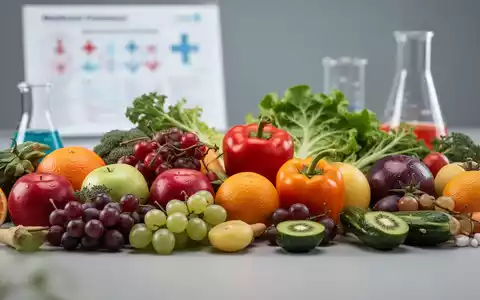 Eine Nahaufnahme von frischem Obst und GemĂŒse, das gesundes Essen symbolisiert, mit verschwommenen medizinischen Elementen im Hintergrund. - Foto: ĂŒber boerse-global.de