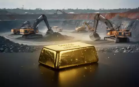 Ein glänzender Uranbarren auf einer reflektierenden Oberfläche mit einer verschwommenen Bergbauoperation im Hintergrund. - Foto: über boerse-global.de