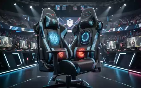 Ein futuristischer, ergonomischer Gaming-Stuhl mit leuchtenden Akzenten in einer professionellen E-Sport-Arena. - Foto: über boerse-global.de