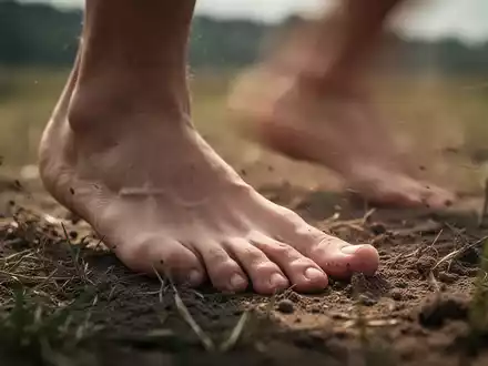 Nahaufnahme von nackten Füßen auf Gras, die die natürliche Biomechanik und den direkten Kontakt zum Untergrund betonen. - Foto: über boerse-global.de
