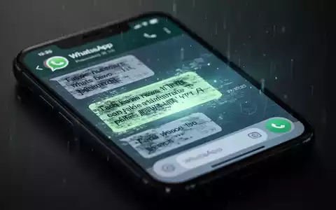 Ein Smartphone-Bildschirm zeigt eine WhatsApp-Chat-Oberfläche mit verzerrtem Text und einem unheimlichen Leuchten, das KI-Bedrohungen symbolisiert. - Foto: über boerse-global.de