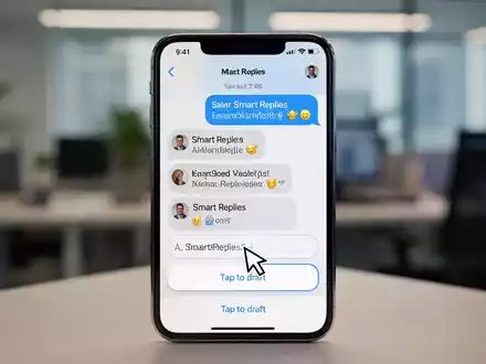 A smartphone screen displaying the Google Messages app with AI-generated Smart Replies and a 'Tap to draft' option highlighted. - Foto: über boerse-global.de