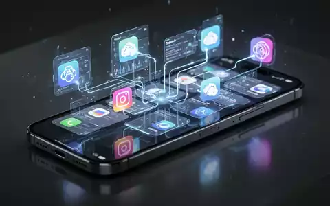 A modern smartphone screen showing multiple overlapping application windows, symbolizing advanced multitasking and cross-platform compatibility. - Foto: über boerse-global.de