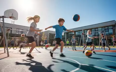 Kinder spielen auf einem Sportplatz, rennen und bewegen sich, symbolisierend gesunde Entwicklung und körperliche Aktivität. - Foto: über boerse-global.de