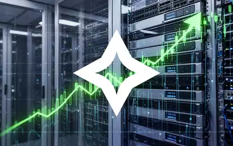 Ein stilisierter, leuchtend grüner Aktienkurs-Graph, der nach oben zeigt, über modernen Servern und Computerhardware. - Foto: über boerse-global.de