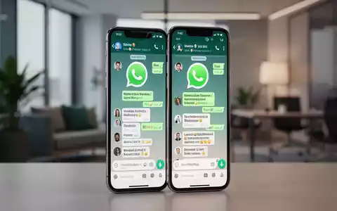 Ein Smartphone-Bildschirm zeigt zwei nebeneinander liegende WhatsApp-Chats, die Multi-Konto-Funktionen symbolisieren. - Foto: über boerse-global.de