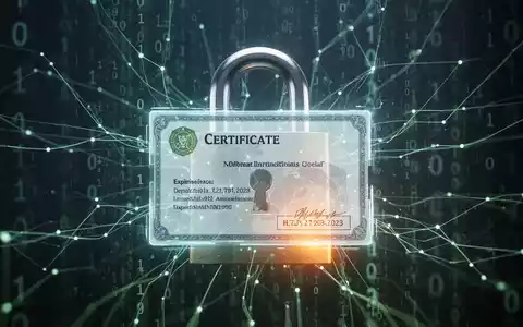 A stylized padlock icon with a digital certificate and an approaching expiration date, against a backdrop of binary code, symbolizing digital security. - Foto: über boerse-global.de