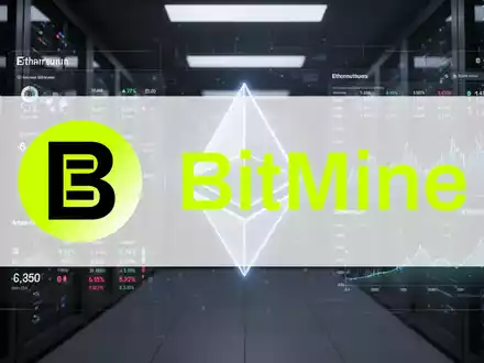Ein stilisiertes, leuchtendes Ethereum-Symbol, eingebettet in ein digitales Finanz-Dashboard, das ein grosses Portfolio darstellt. - Foto: über boerse-global.de