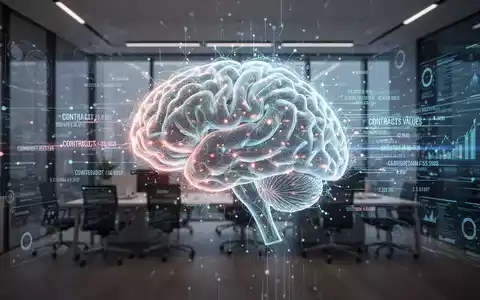 Abstrakte Darstellung eines KI-Gehirns und Datenströmen, die technologische Fortschritte und Finanzverträge symbolisieren. - Foto: über boerse-global.de