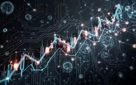 A downward-trending stock market graph with AI circuit patterns, symbolizing a downturn in AI-driven tech stocks. - Foto: über boerse-global.de