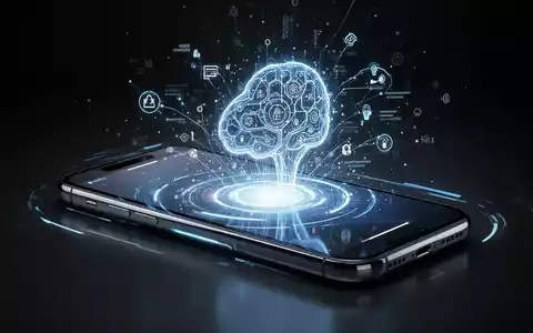 Sleek iPhone displaying abstract AI and connectivity graphics, symbolizing new iOS features and potential security concerns. - Foto: über boerse-global.de