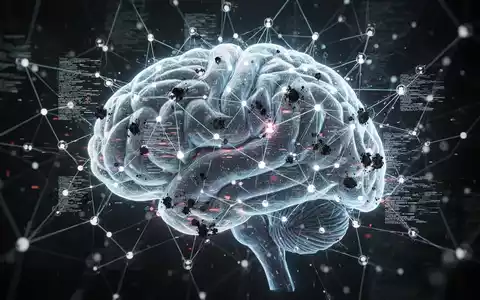 A glowing digital brain or network, with some nodes showing glitches or dark, distorted data, symbolizing data poisoning in AI. - Foto: über boerse-global.de