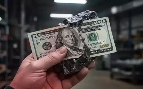 Eine Hand hält einen kanadischen Dollar-Schein, teilweise verdeckt von einem dunklen, metallisch aussehenden Mineral. Industrieller Hintergrund. - Foto: über boerse-global.de