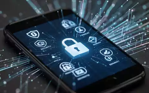 A close-up of a smartphone screen showing security icons and a padlock, with a blurred digital background. - Foto: über boerse-global.de