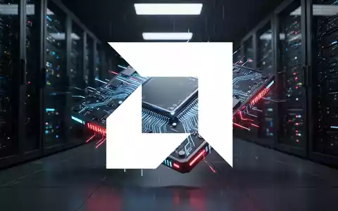 Ein futuristischer, leistungsstarker Mikrochip mit leuchtenden blauen und roten Akzenten in einem Serverraum. - Foto: über boerse-global.de