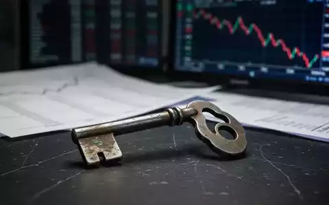 Ein verbogener, angelaufener Metallschlüssel liegt auf dunklem Untergrund, im Hintergrund verschwommene Finanzdokumente und ein fallender Kurs. - Foto: über boerse-global.de