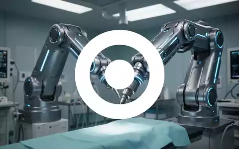 Ein futuristischer chirurgischer Roboterarm mit blauen Akzenten in einem sterilen Operationssaal. - Foto: über boerse-global.de