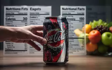Eine Hand greift nach einer zuckerhaltigen Limonadendose, im Hintergrund verschwommen gesunde Lebensmittel und Nährwertetiketten. - Foto: über boerse-global.de