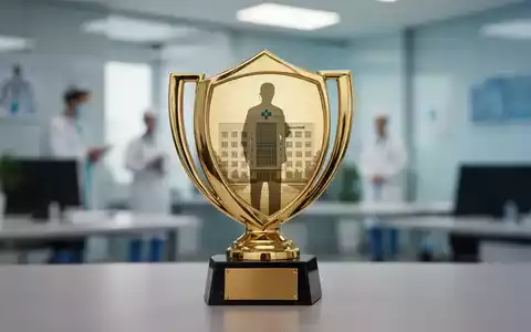 Eine goldene Auszeichnung oder Trophäe, die subtil die Silhouette eines medizinischen Fachpersonals oder eines Krankenhauses reflektiert. - Foto: über boerse-global.de