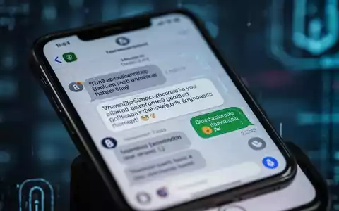 A smartphone screen showing a text message conversation with a suspicious message from an unknown sender appearing as a bank. - Foto: über boerse-global.de