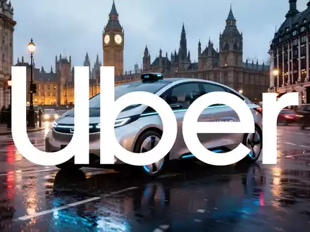 Ein autonomes Robotaxi fährt durch eine regennasse Londoner Straße bei Dämmerung, mit verschwommenen Lichtern im Hintergrund. - Foto: über boerse-global.de