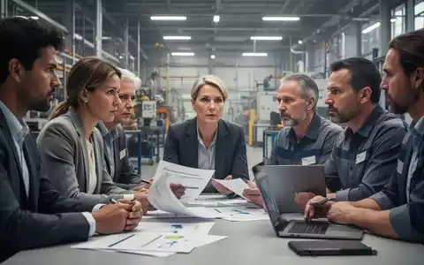 Eine Gruppe von Arbeitnehmern diskutiert an einem Tisch, um die Stärkung der Mitbestimmung und Betriebsratswahlen zu symbolisieren. - Foto: über boerse-global.de
