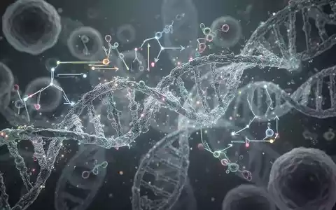 Abstrakte Darstellung von RNA-Molekülen und DNA-Helices, die zelluläre Prozesse und genetische Regulation symbolisieren. - Foto: über boerse-global.de