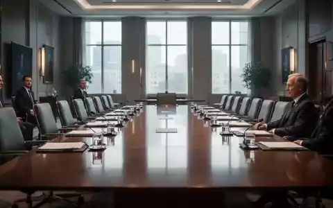 Ein langer Konferenztisch in einem eleganten Regierungsgebäude, mit Stühlen, die auf ein Spitzentreffen von Koalition, Wirtschaft und Gewerkschaften warten. - Foto: über boerse-global.de